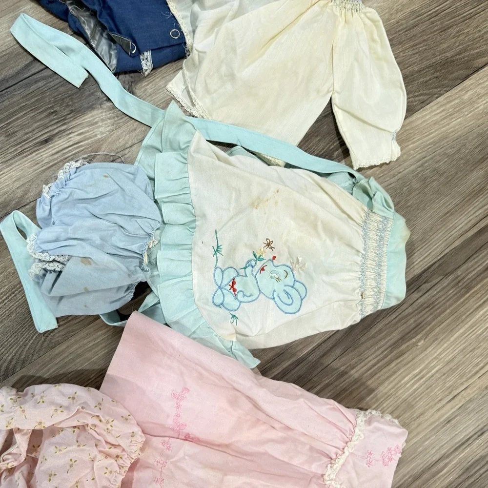 Vtg 50s 60s Baby Girl boy Clothing Lot Dresses Diaper Covers Lace Floral AS IS